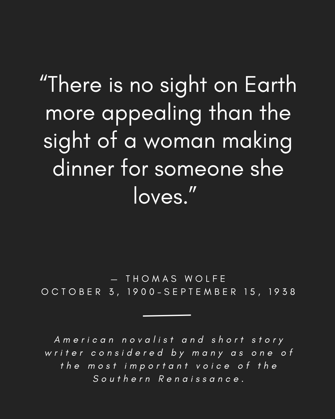 Black background with the quote by Thomas Wolfe.