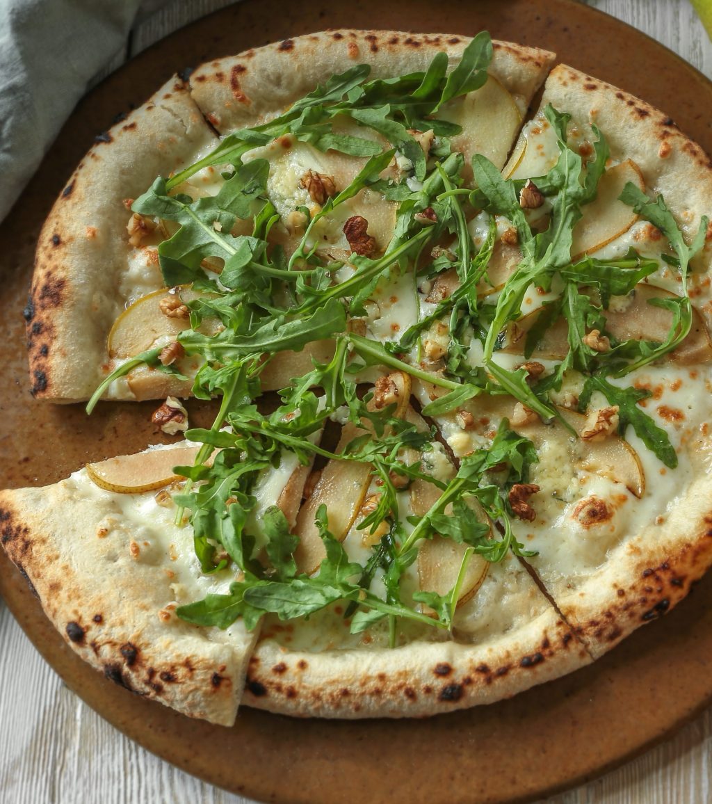 Pear & Gorgonzola Pizza—with vegan ricotta&nbsp;cheese