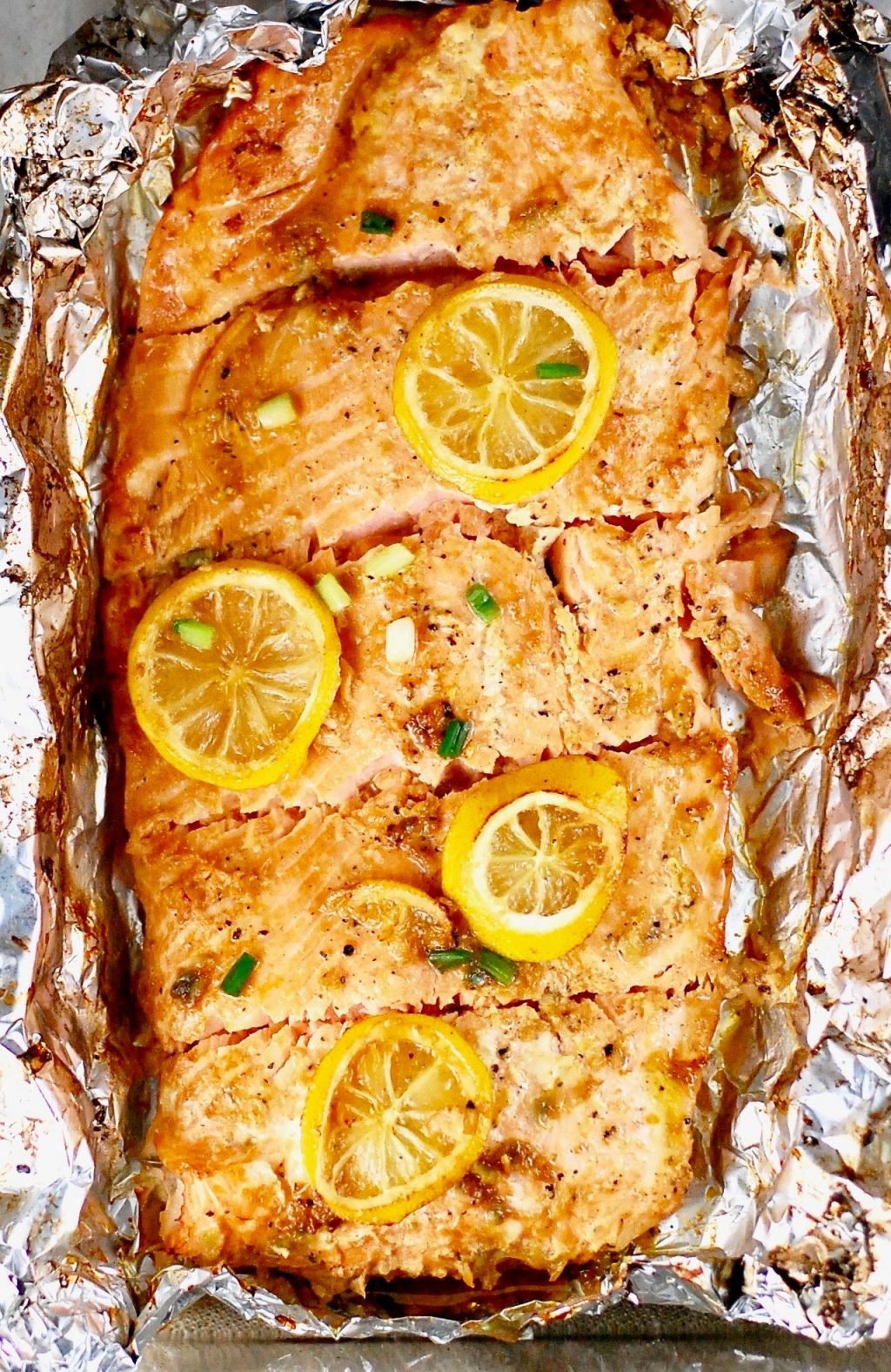 Bourbon & Maple-Glazed Salmon—with orange juice & sliced&nbsp;lemon