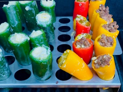 Vegan Jalapeno Poppers—stuffed with plant-based “sausage” and&nbsp;cheese
