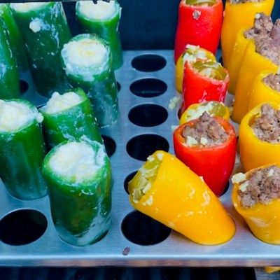 Vegan Jalapeno Poppers—stuffed with plant-based “sausage” and&nbsp;cheese