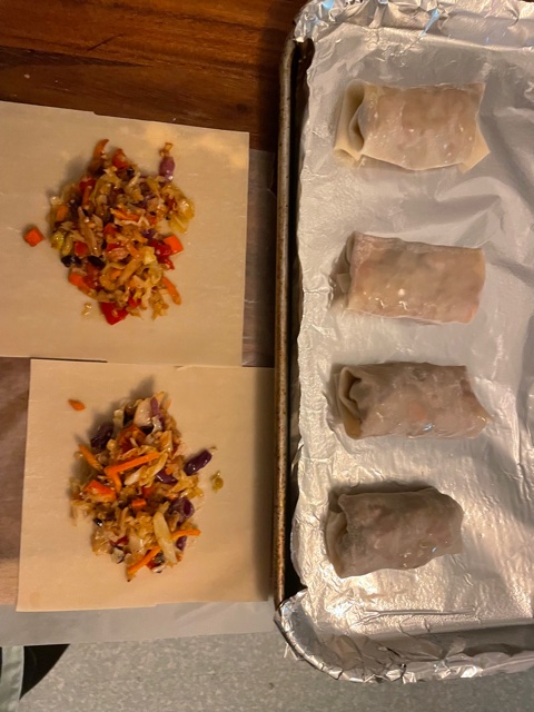 making vegetable eggrolls