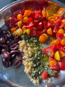 sauteeing tomatoes and garlic