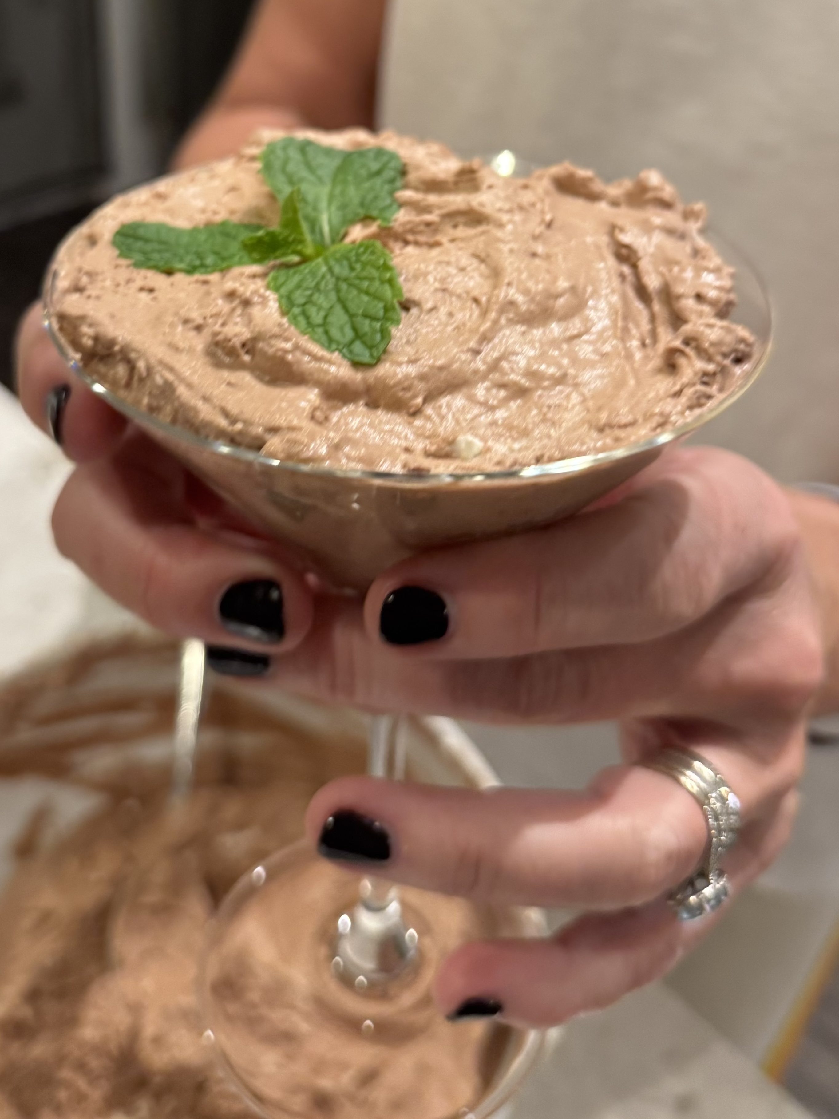 Chocolate Mousse—only the egg whites make this not 100% vegan